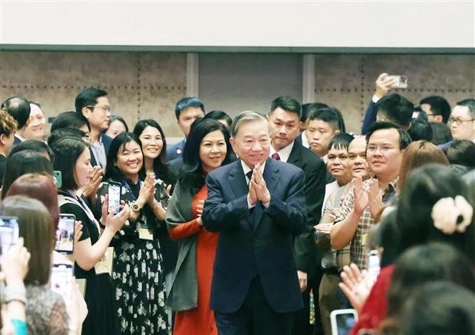 El secretario general del Partido Comunista de Vietnam, To Lam, en el encuentro. (Fotografía: VNA)