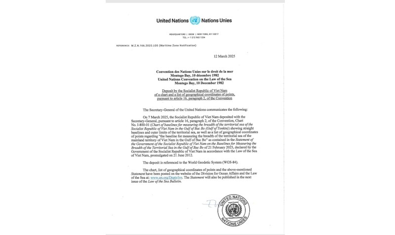 Anuncio del Secretario General de la ONU a los Estados miembros. (Fotografía: Ministerio de Relaciones Exteriores de Vietnam)