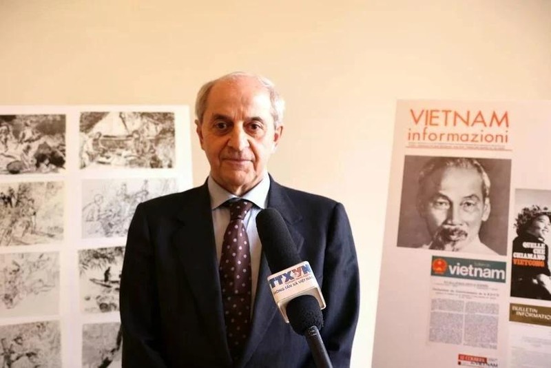 El secretario general del Partido Comunista Italiano, Mauro Alboresi, en la entrevista. (Fotografía: VNA)