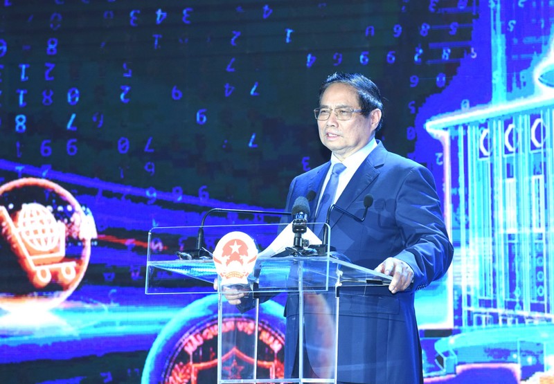 El primer ministro de Vietnam, Pham Minh Chinh, interviene en la cita. (Fotografía: Nhan Dan)