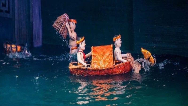 En una actuación de marionetas de agua vietnamita. (Fotografía: Nhan Dan)
