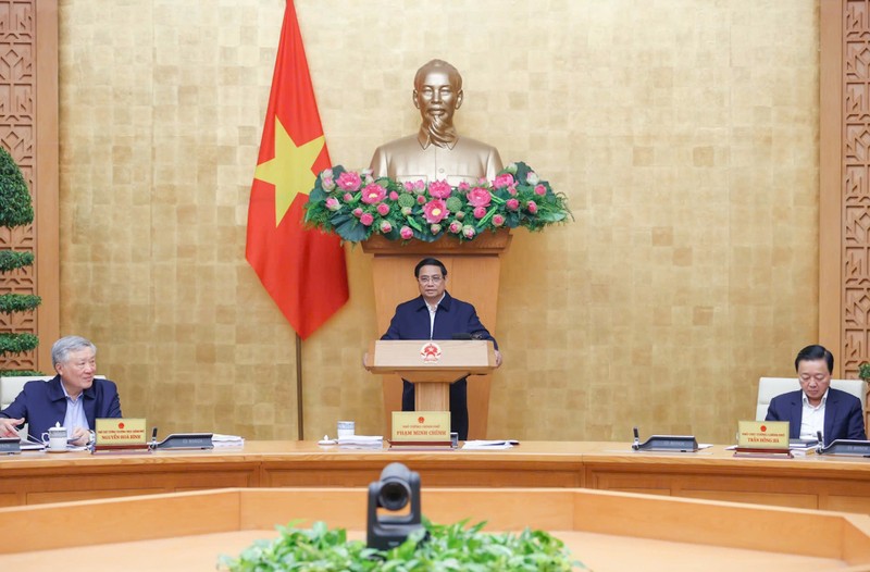 El primer ministro vietnamita, Pham Minh Chinh, habla en la cita (Foto: Nhan Dan)