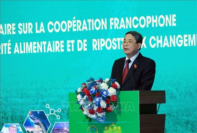 El vicepresidente de la Asamblea Nacional de Vietnam, Nguyen Duc Hai, pronuncia su discurso de clausur. (Foto: VNA)