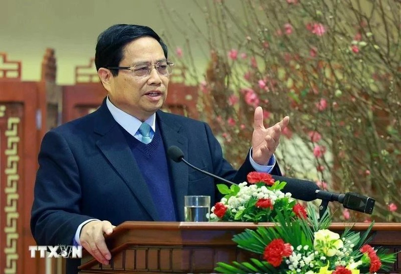 El primer ministro de Vietnam, Pham Minh Chinh, envió sus felicitaciones de año nuevo 2025 al sector bancario. (Foto: VNA)