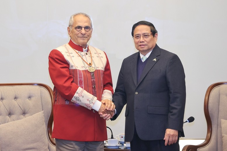 El premier vietnamita, Pham Minh Chinh, y el presidente de Timor Oriental, José Ramos-Horta (Foto: VGP)