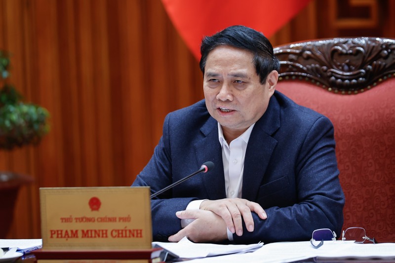 El primer ministro Pham Minh Chinh habla en la reunión. (Foto: VGP)