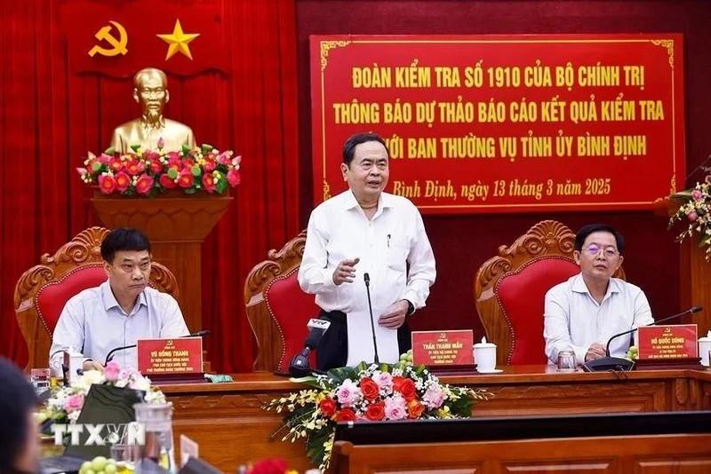 El presidente de la Asamblea Nacional de Vietnam, Tran Thanh Man, interviene en el evento. (Foto: VNA)