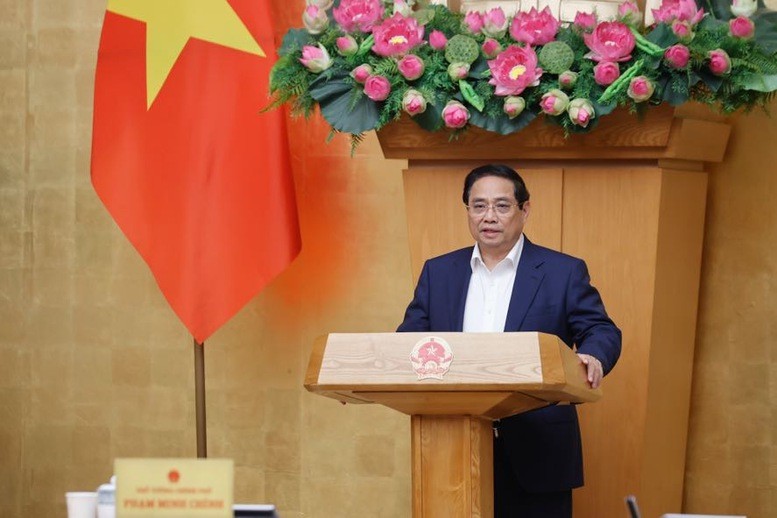 El primer ministro de Vietnam, Pham Minh Chinh, interviene en la cita (Foto: VGP)