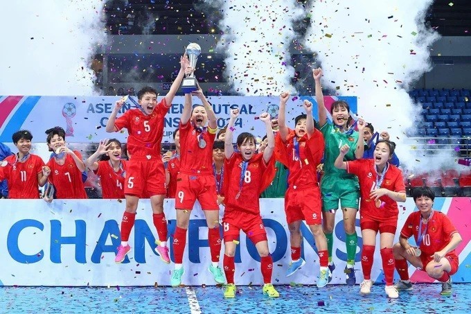 La selección femenina de fútbol sala de Vietnam conquista el campeonato del Sudeste Asiático. (Foto: PFF)