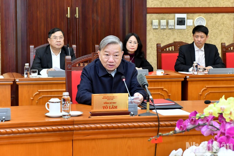 El secretario general del Partido Comunista de Vietnam, To Lam, interviene en la cita (Foto: Nhan Dan)