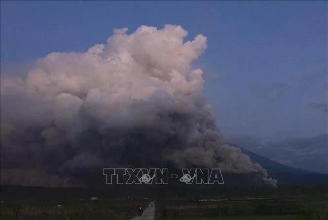 El volcán Semeru entra en erupción siete veces en la mañana de hoy, arrojando cenizas a una altura de hasta mil metros (Foto: VNA)