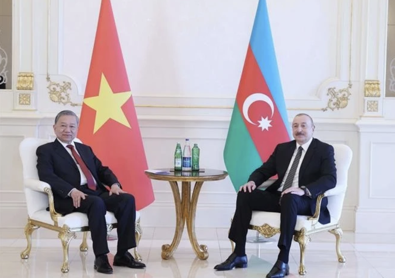 El secretario general del Partido Comunista de Vietnam, To Lam, y el presidente de Azerbaiyán, Ilham Aliyev. (Foto: VNA)