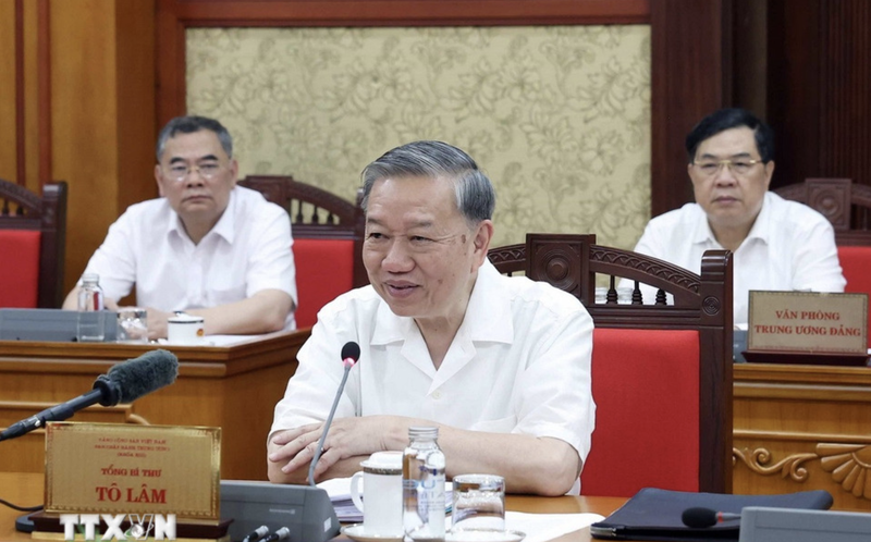 El secretario general del Partido Comunista de Vietnam, To Lam, habla en el evento. (Foto: VNA)