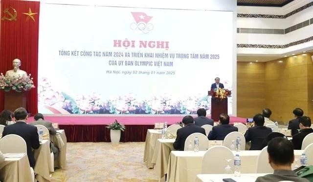 En una conferencia para anunciar las tareas del sector deportivo de Vietnam en 2025. (Foto: VNA)