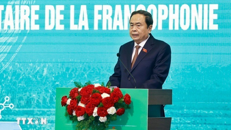 El presidente de la Asamblea Nacional de Vietnam, Tran Thanh Man, pronuncia un discurso en la inauguración de la reunión del Comité Ejecutivo de la APF. (Foto: VNA)