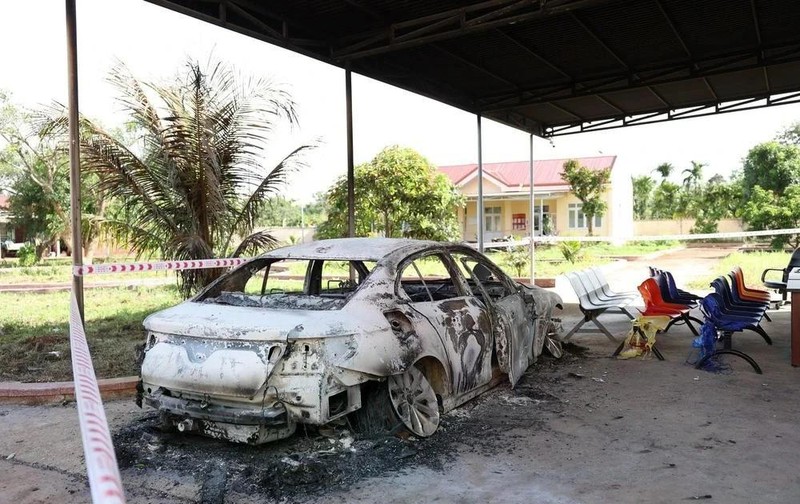 Consecuencia del ataque terrorista perpetrado por MSFJ en la comuna de Ea Ktur, distrito de Cu Kuin, provincia de Dak Lak, en 2023. (Foto: VNA)