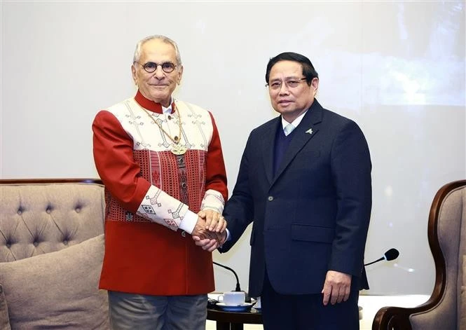 El primer ministro vietnamita, Pham Minh Chinh, y el presidente timorense, José Ramos-Horta. (Foto: VNA)