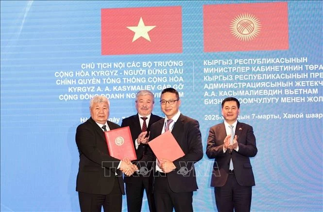 Durante la visita oficial del primer ministro kirguís Adylbek Kasymaliev a Vietnam, se firmaron varios acuerdos de cooperación entre los dos países. (Foto: VNA)