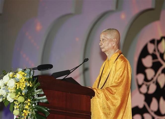 El muy venerable Thich Tri Quang, patriarca supremo del Consejo de Patronazgo de la SBV. (Foto: VNA)