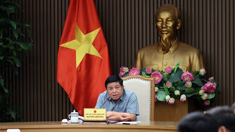 El viceprimer ministro Nguyen Chi Dung habla en la reunión (Foto: VNA) 