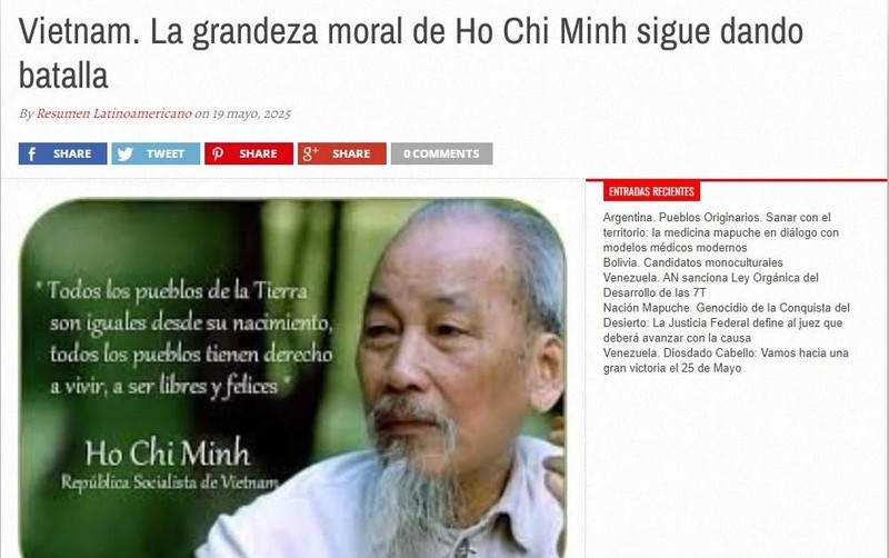 Arículo publicado en el sitio web de Resumen Latinoamericano (Foto: captura de pantalla) 