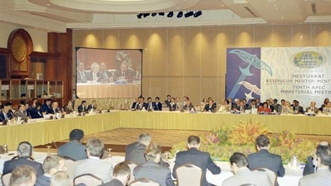 La X Reunión ministerial de APEC en Malasia en 1998. Durante la apertura, Vietnam, Rusia y Perú fueron incorporados al APEC. (Fuente: VNA)