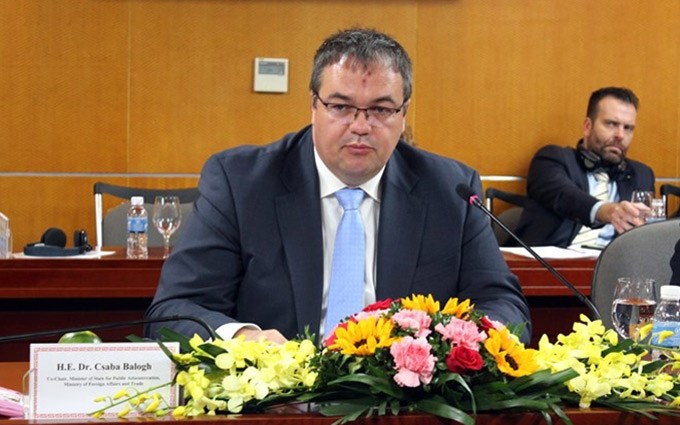 Csaba Balogh, secretario de Estado encargado de Relaciones Exteriores y Comercio de Hungría. (Fuente: VNA)