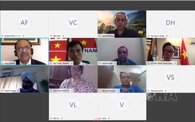 Conferencia en línea sobre la promoción de negocios entre Vietnam y la India en la coyuntura de la nueva normalidad.(Fotografía: VNA)