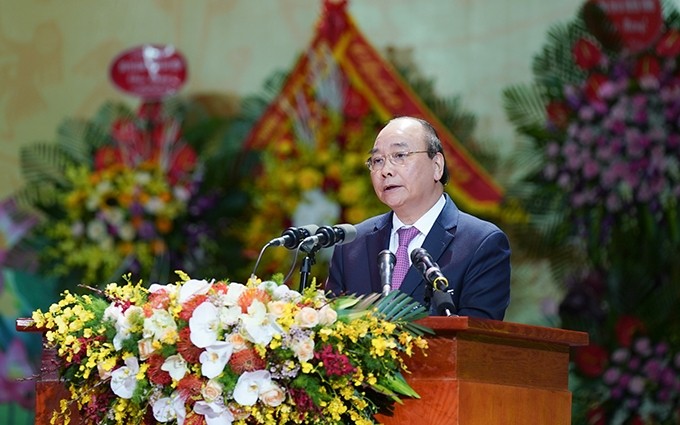 El primer ministro de Vietnam, Nguyen Xuan Phuc, interviene en el evento. (Fotografía: baochinhphu.vn)