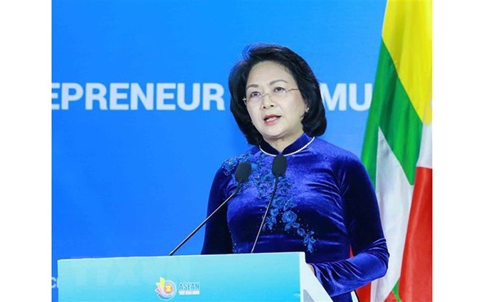 La vicepresidenta de Vietnam, Dang Thi Ngoc Thinh. (Fotografía: VNA)