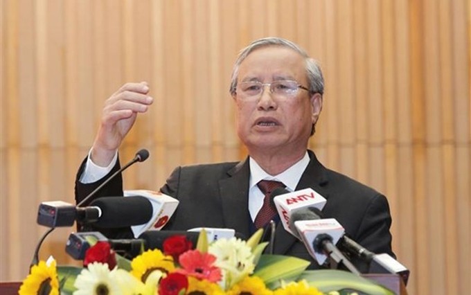 El miembro del Buró Político y permanente del Secretariado del Comité Central del Partido Comunista de Vietnam, Tran Quoc Vuong, en la conferencia del sector de la fiscalía. (Fotografía: VNA)