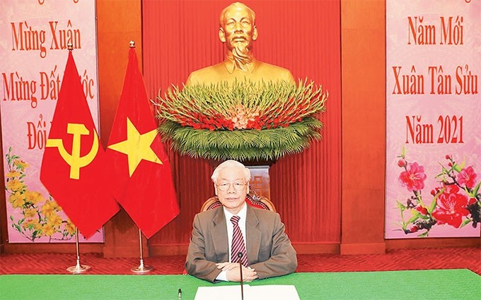 El secretario general del Partido Comunista de Vietnam y presidente del país, Nguyen Phu Trong, sostiene diálogo telefónico con su homólogo chino, Xi Jinping.