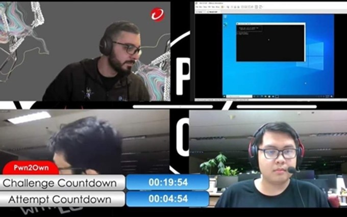 Pham Van Khanh (D) en una competencia de Pwn2Own. (Fotografía: cand.com.vn)