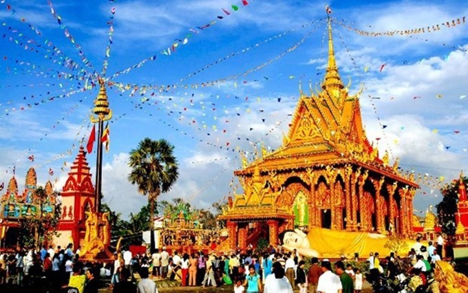 El Chol Chnam Thmay, o Año Nuevo, es una fiesta tradicional importante de la comunidad khmer. (Fotografía: baochinhphu.vn)