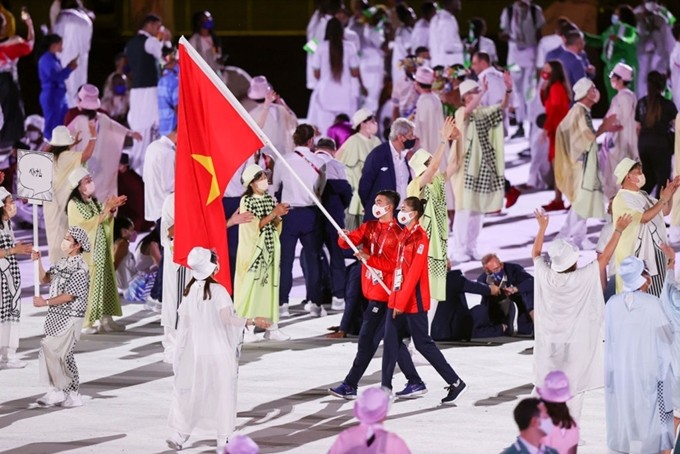 Delegación vietnamita en el acto inaugural de los Juegos Olímpicos de Tokio. (Fotografía: Getty Image)