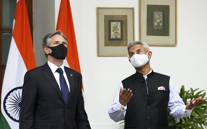 El ministerio de Relaciones Exterio de la India, Subrahmanyam Jaishankar (D) y el secretario del Estado de Estados Unidos, Antony Blinken. 