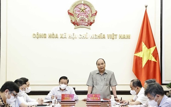 El presidente de Vietnam, Nguyen Xuan Phuc, en la reunión (Foto: VNA)