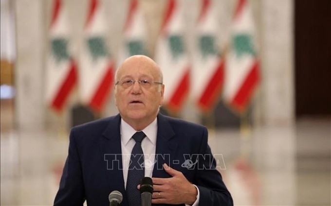 El designado primer ministro de Líbano, Najib Mikati, pronuncia un discurso desde la capital del país, Beirut. (Fotografía: VNA)