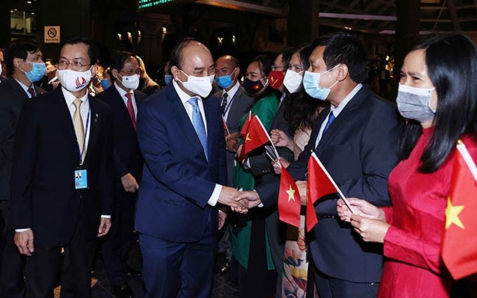 El presidente vietnamita, Nguyen Xuan Phuc, sostiene un encuentro con sus connacionales residentes en Estados Unidos. (Fotografía: VNA) 