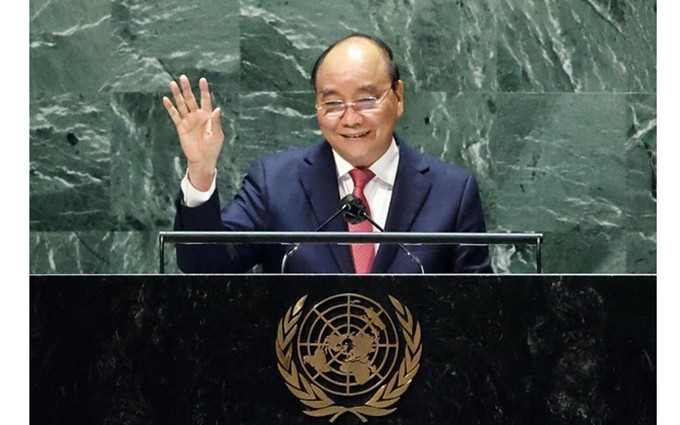 El presidente vietnamita, Nguyen Xuan Phuc, en el debate general de alto nivel del 76 período de sesiones de la Asamblea General de la ONU. (Fotografía: VNA) 