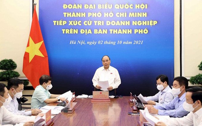 El presidente de Vietnam, Nguyen Xuan Phuc, en la reunión. (Fotografía: VNA) 