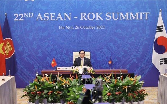El primer ministro de Vietnam, Pham Minh Chinh, en la Cumbre Asean-Corea del Sur. (Fotografía: VNA)