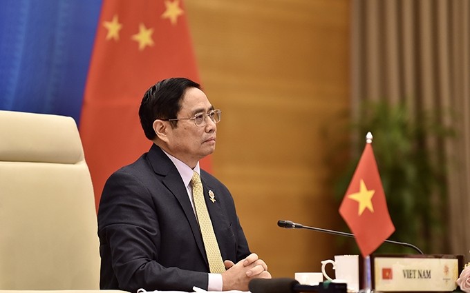 El primer ministro de Vietnam, Pham Minh Chinh participa en la Cumbre Asean-China. (Fotografía: VGP)