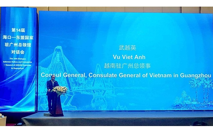 El cónsul general de Vietnam en Guangzhou, Vu Viet Anh, interviene en el coloquio. (Fotografía: baoquocte.vn)