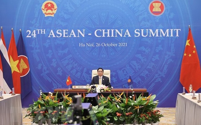 El primer ministro vietnamita, Pham Minh Chinh, en la 24 Cumbre Asean-China (Fotografía: VNA)