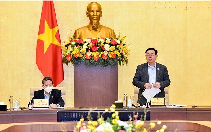 El titular de la Asamblea Nacional de Vietnam, Vuong Dinh Hue, en el evento (Fuente: VNA)