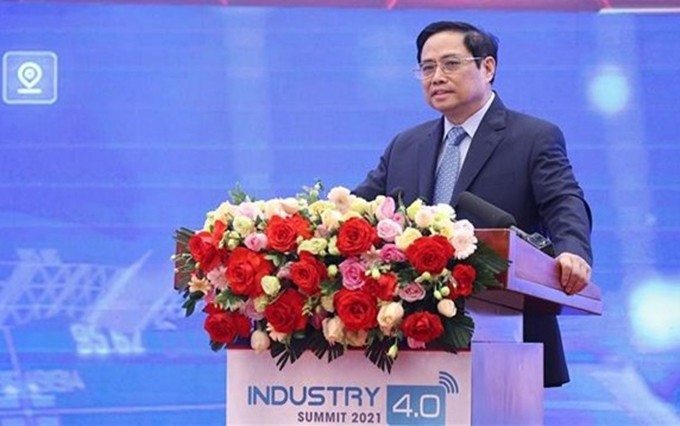 El primer ministro vietnamita, Pham Minh Chinh en el foro. (Fotografía: VNA)