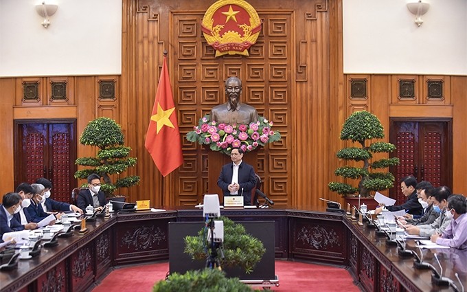 El primer ministro de Vietnam, Pham Minh Chinh, interviene en la cita (Foto: VGP)