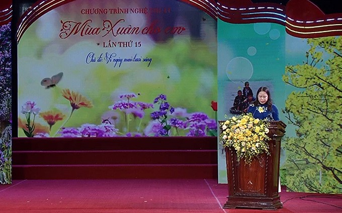 La vicepresidenta vietnamita, Vo Thi Anh Xuan, habla en el evento. (Fotografía: Nhan Dan)