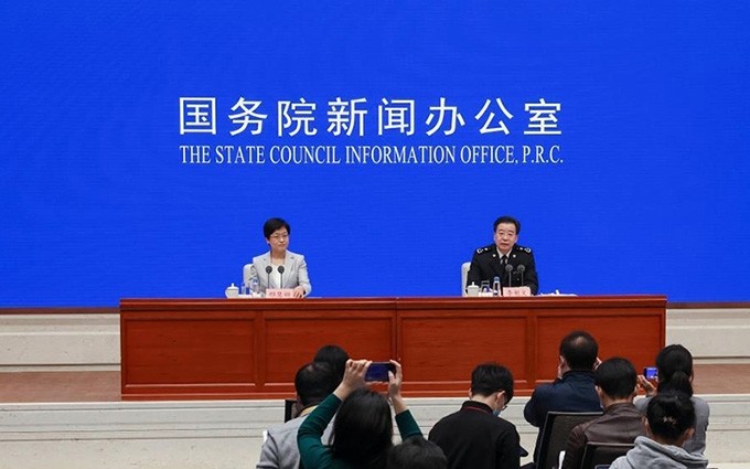 Conferencia de prensa para anunciar sobre el comercio exterior de China en 2021. (Fotografía: Agencia de Noticias Xinhua)